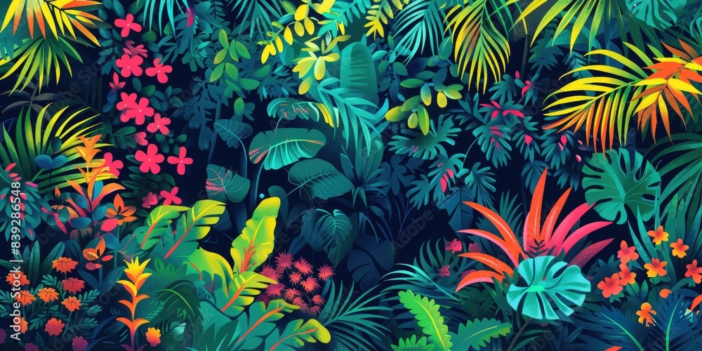 Vibrant Tropical Jungle Illustration
