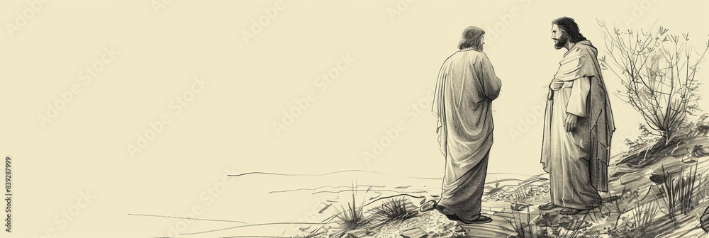 Obraz premium Jesus’ Arrest in the Garden of Gethsemane, Biblical Illustration of Betrayal and Submission, Ideal for Religious Banner,Christian banner