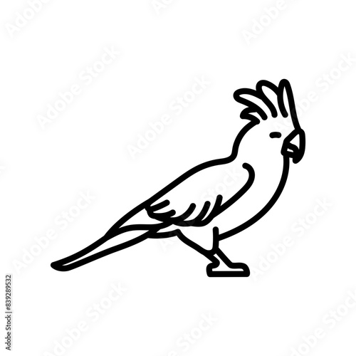 Cockatiel Outline Icon, Vector illustration