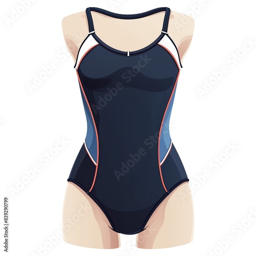 Stylish dark blue one-piece swimsuit with elegant design, perfect for swimming or lounging by the pool. High-quality, comfortable swimwear.