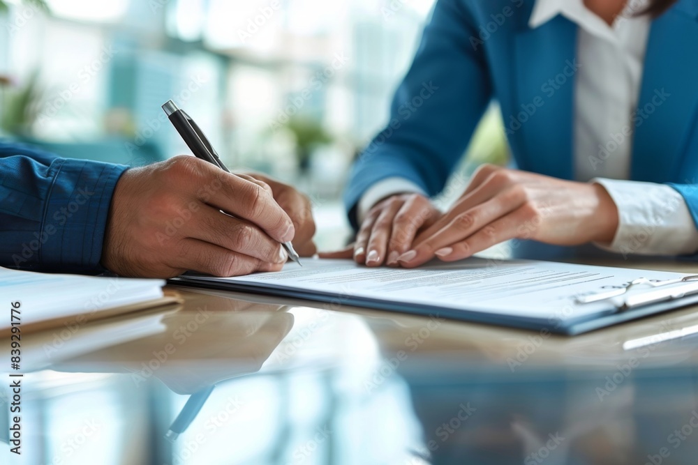 Person writing on paper with pen Person writing on paper with pen