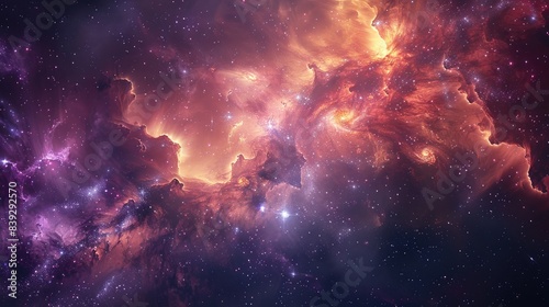 a glowing nebula in space. 