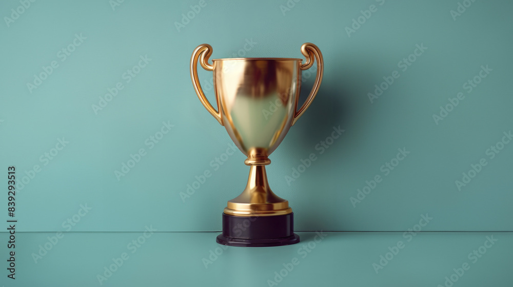 Golden trophy on green background Golden trophy on green background