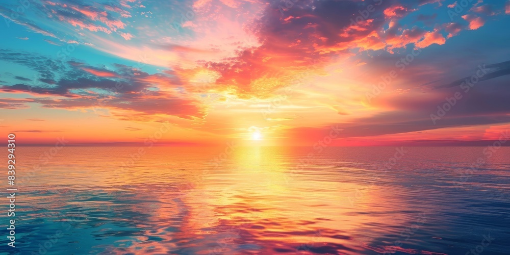 Fototapeta premium Amazing sunset over calm water