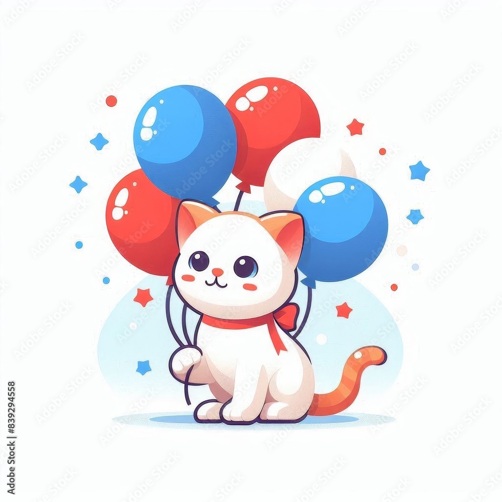 A cute cat is holding a bunch of balloons A cute cat is holding a bunch of balloons