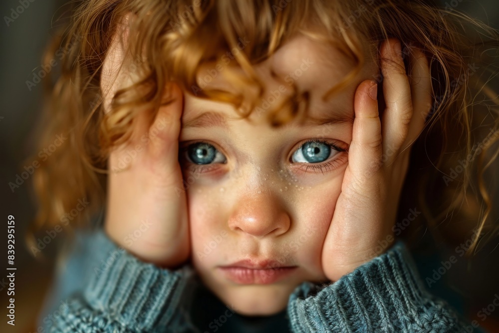 A girl in sweater with blue eyes A girl in sweater with blue eyes