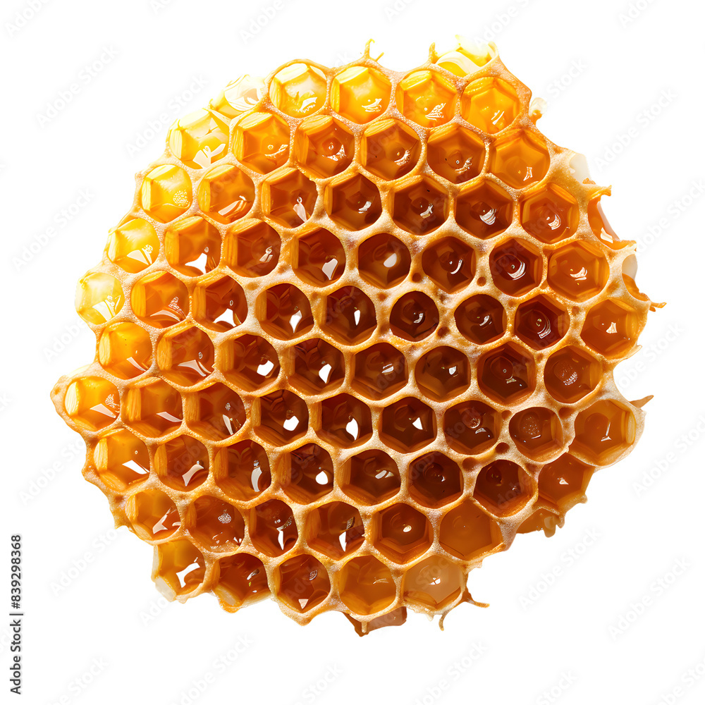 Honeycomb with cells, top view, isolated on transparent background Honeycomb with cells, top view, isolated on transparent background