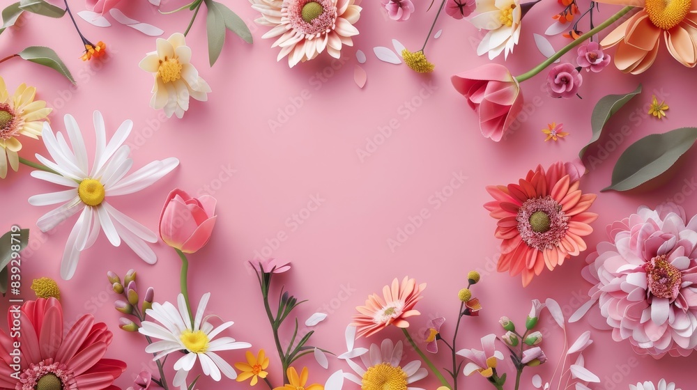 Blooming Love Vibrant Mother's Day Flat Lay with Spring Flowers Blooming Love Vibrant Mother's Day Flat Lay with Spring Flowers