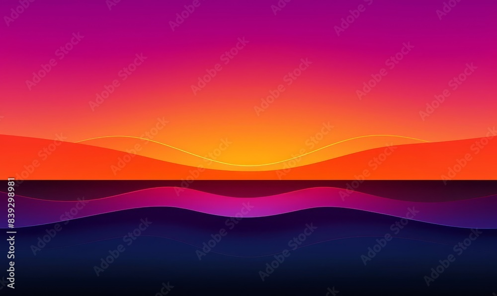 Romantic sunset flat design front view summer horizon theme animation Analogous Color Scheme