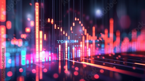 A high-definition graph displaying world economic growth, business finance, and investment data. 