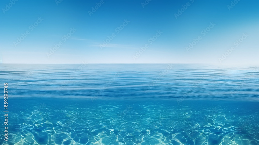 Seascape, calm blue ocean with reflection of sunlight Seascape, calm blue ocean with reflection of sunlight