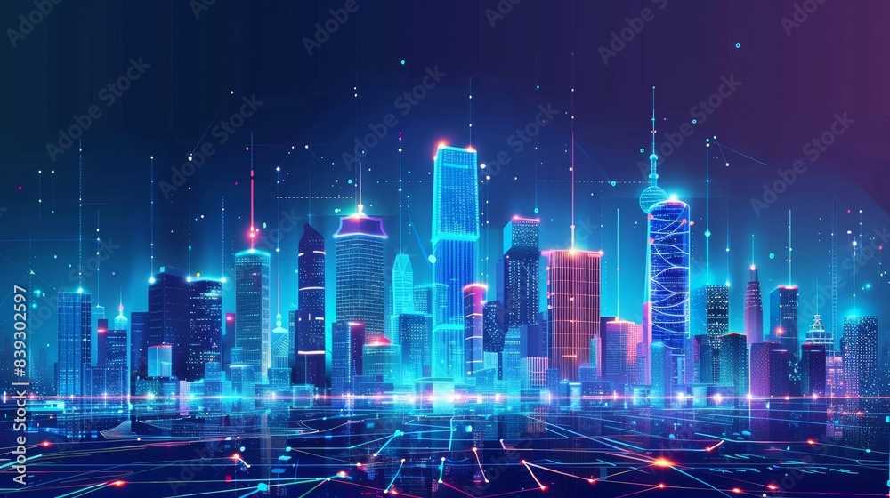 Futuristic Smart City Skyline with AIControlled Buildings and Smart Infrastructure Technology and Innovation in Urban Development Futuristic Smart City Skyline with AIControlled Buildings and Smart Infrastructure Technology and Innovation in Urban Development