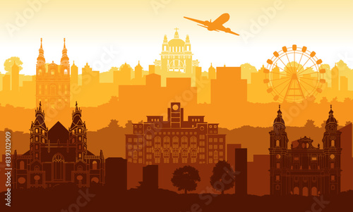 Austria famous landmark silhouette style