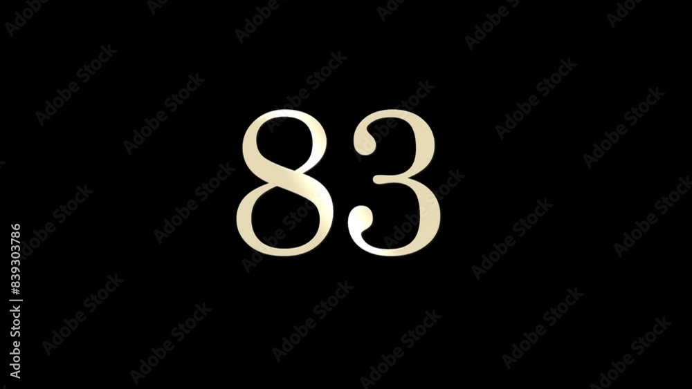 Number 83 with gold and white particles and alpha channel, numerology, number eighty three Number 83 with gold and white particles and alpha channel, numerology, number eighty three
