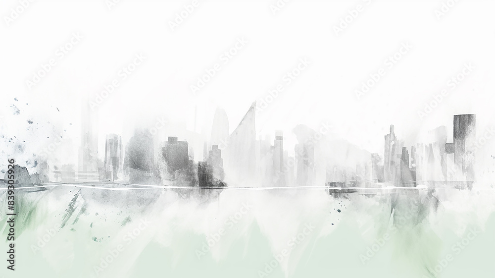 Urban landscape in graphic style on a white background, high-rise buildings in sketch technique Urban landscape in graphic style on a white background, high-rise buildings in sketch technique