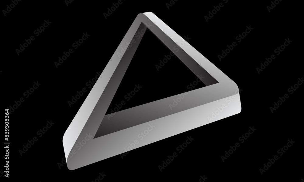 Distorted Penrose triangle or Penrose tribar, or the impossible tribar with gradient on black background. Distorted Penrose triangle or Penrose tribar, or the impossible tribar with gradient on black background.