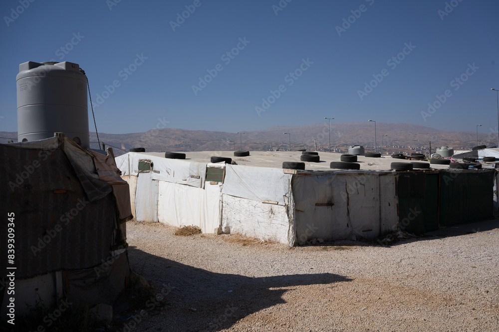Fototapeta premium Tents of Syrian refugees in the Beqaa Valley in Lebanon