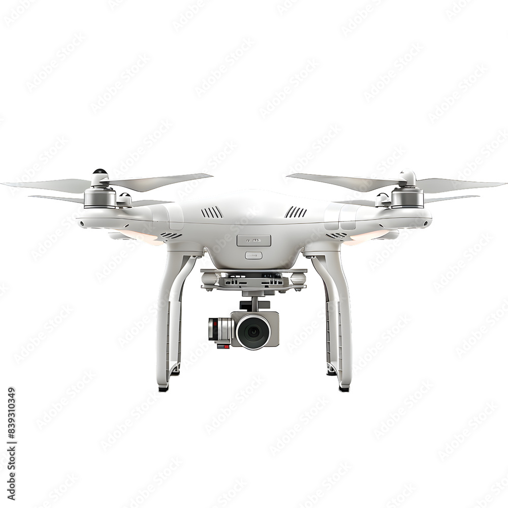 White drone front view isolated on transparent background White drone front view isolated on transparent background