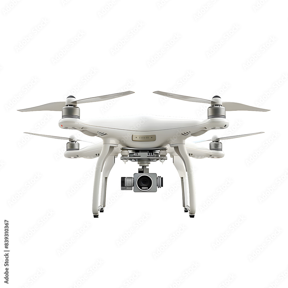White drone front view isolated on transparent background White drone front view isolated on transparent background