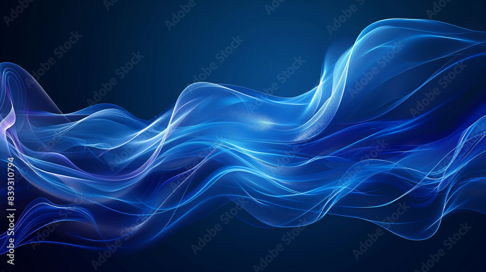 A dynamic abstract representation of a flowing blue wave against a dark background showcasing smooth, intertwining curves A dynamic abstract representation of a flowing blue wave against a dark background showcasing smooth, intertwining curves