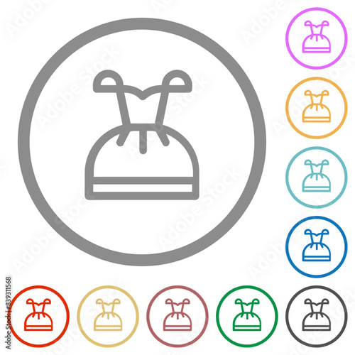 Corset bodice dress outline flat icons with outlines