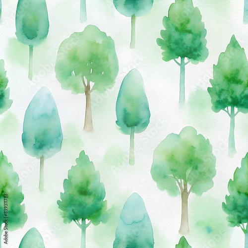 Green stained forest on white background