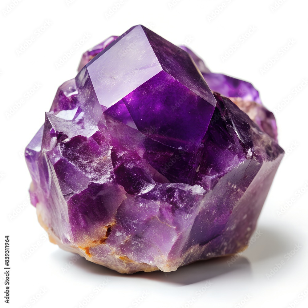 Fototapeta premium hyper realistic chunk of amethyst stone isolated on white background