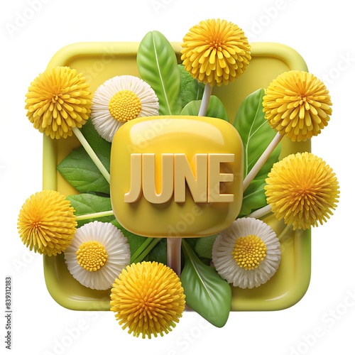 spring march text on the center of the frame of taraxacum or daisy