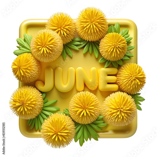 spring march text on the center of the frame of taraxacum or daisy