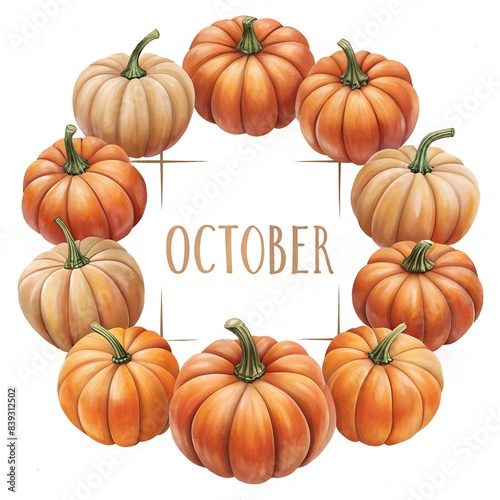 october text on the center of the round pumpkin frame