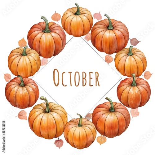 october text on the center of the round pumpkin frame