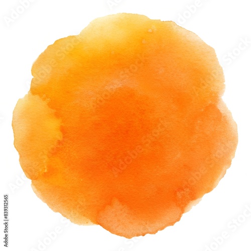 orange watercolor stain isolated on white background
