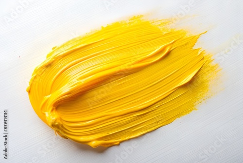 yellow colored gouache isolated on white background