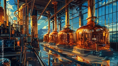 Captivating Copper Brewhouse  A Dramatic Portrayal of the Intricate Flavor Development Process photo