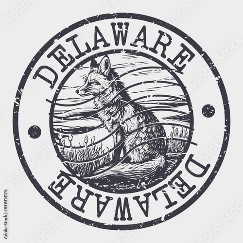 Delaware Stamp Postal. Silhouette Seal. Passport Round Design. Vector Icon. Design Retro Travel. National Symbol.	
