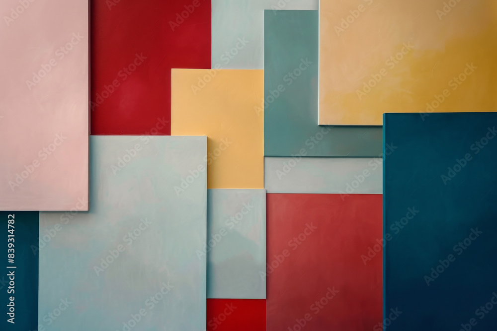 Fototapeta premium Simple, large color blocks in a modern palette, with clean edges and subtle texture.