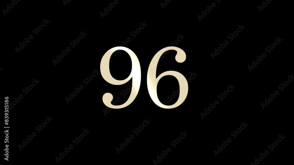 Number 96 with gold and white particles and alpha channel, numerology, number ninety six Number 96 with gold and white particles and alpha channel, numerology, number ninety six