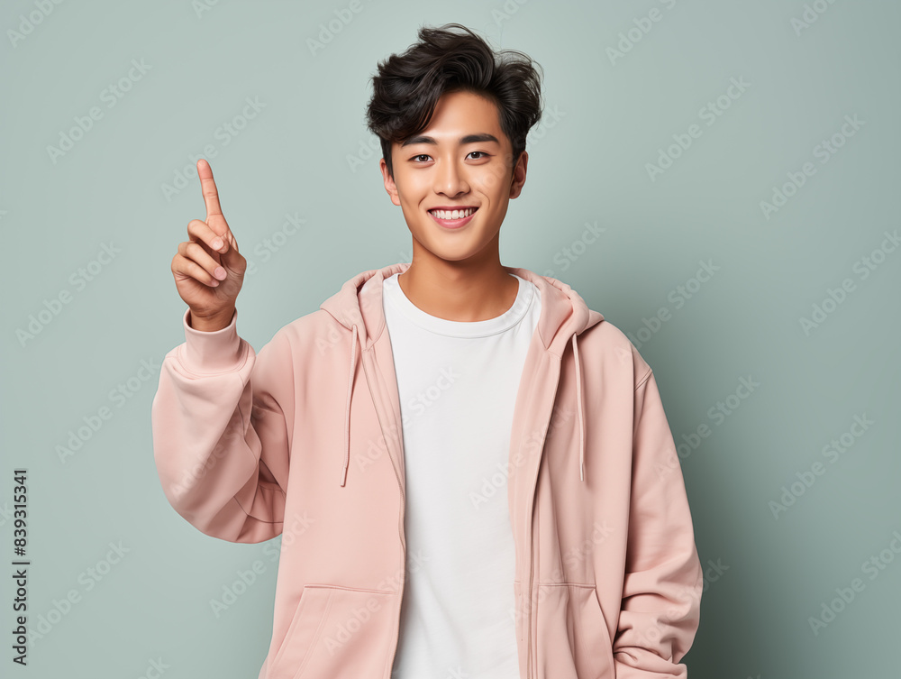 A joyful teanage in casual clothes against an isolated background A joyful teanage in casual clothes against an isolated background