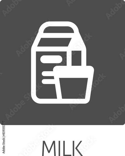 A milk dairy lactose carton and glass food allergy icon concept. Possibly an icon for the allergen or allergy.