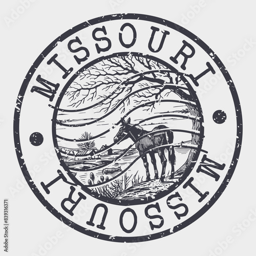 Missouri Stamp Postal. Silhouette Seal. Passport Round Design. Vector Icon. Design Retro Travel. National Symbol.	
