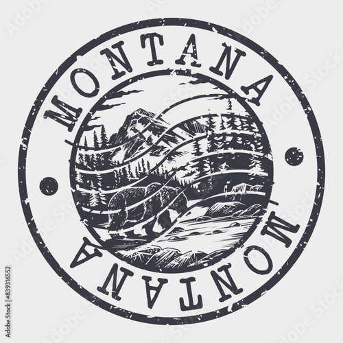 Montana Stamp Postal. Silhouette Seal. Passport Round Design. Vector Icon. Design Retro Travel. National Symbol.	
