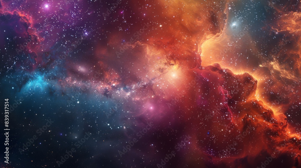 Fototapeta premium A dreamy galaxy background with vibrant stars and nebulae, creating a sense of wonder and space exploration