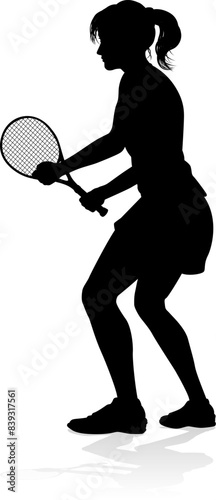 A tennis player woman silhouette sports person design element