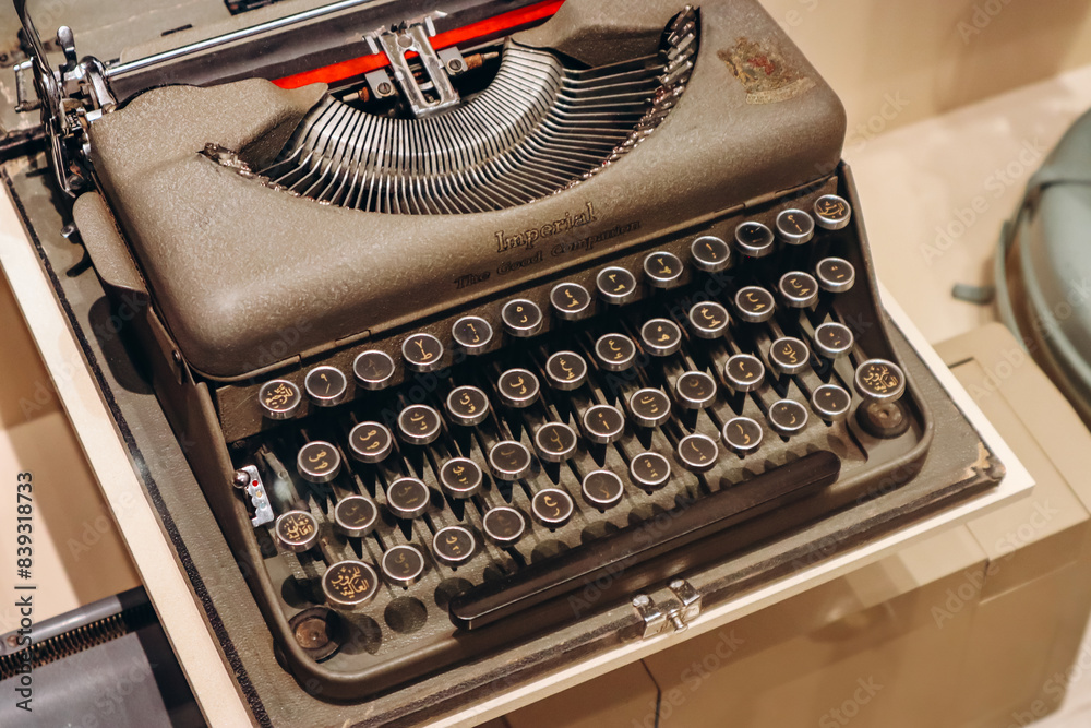 Doha, Qatar 1 May 2024 Vintage typewriter at the Qatar History