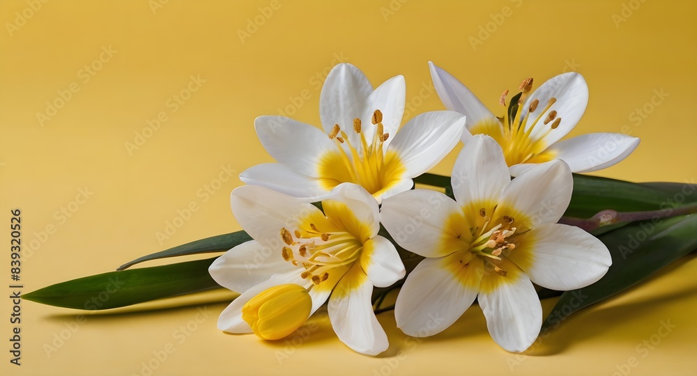 Fototapeta premium white and yellow springs flowers for background 