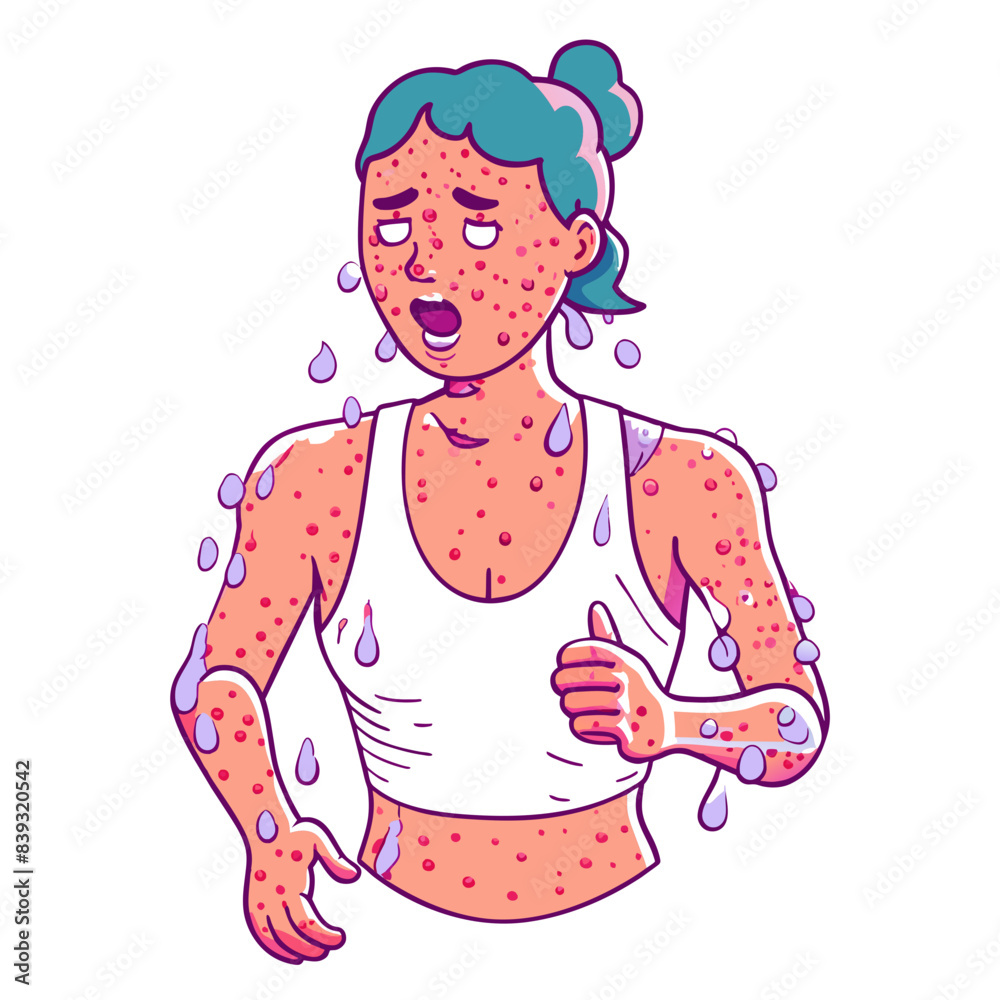 after running, many sweats at underarm, has pimples on face after running, many sweats at underarm, has pimples on face