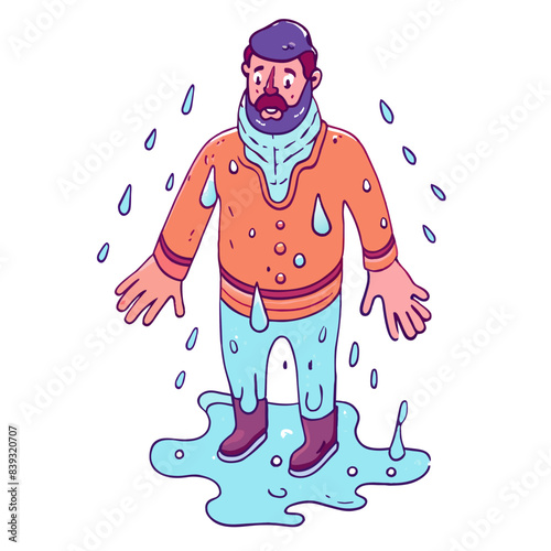 a man suffering from hydrophobia,  (white background)