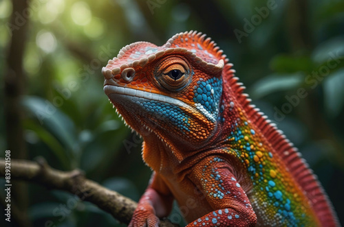 photo Exotic Reptile of chameleon with various colors of nature