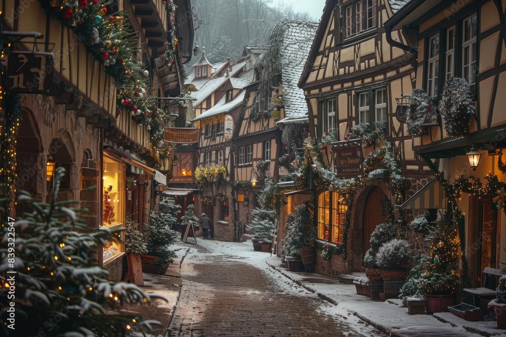Obraz premium Old European Town Square During Christmas Market