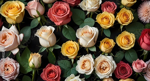 Romantic bouquet of roses flowers for background 